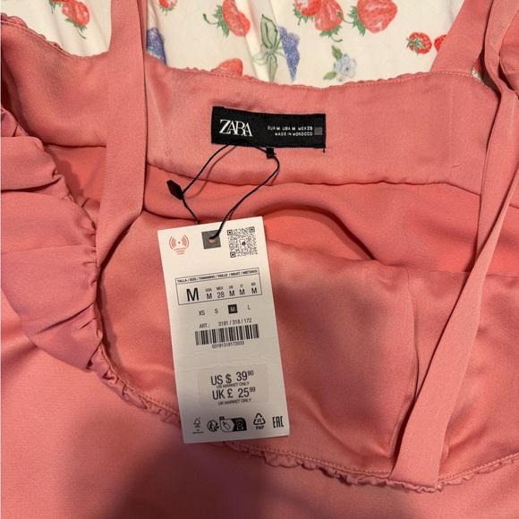 Pink Tie-Shoulder Satin Cami Top ZARA - Picture 3 of 4